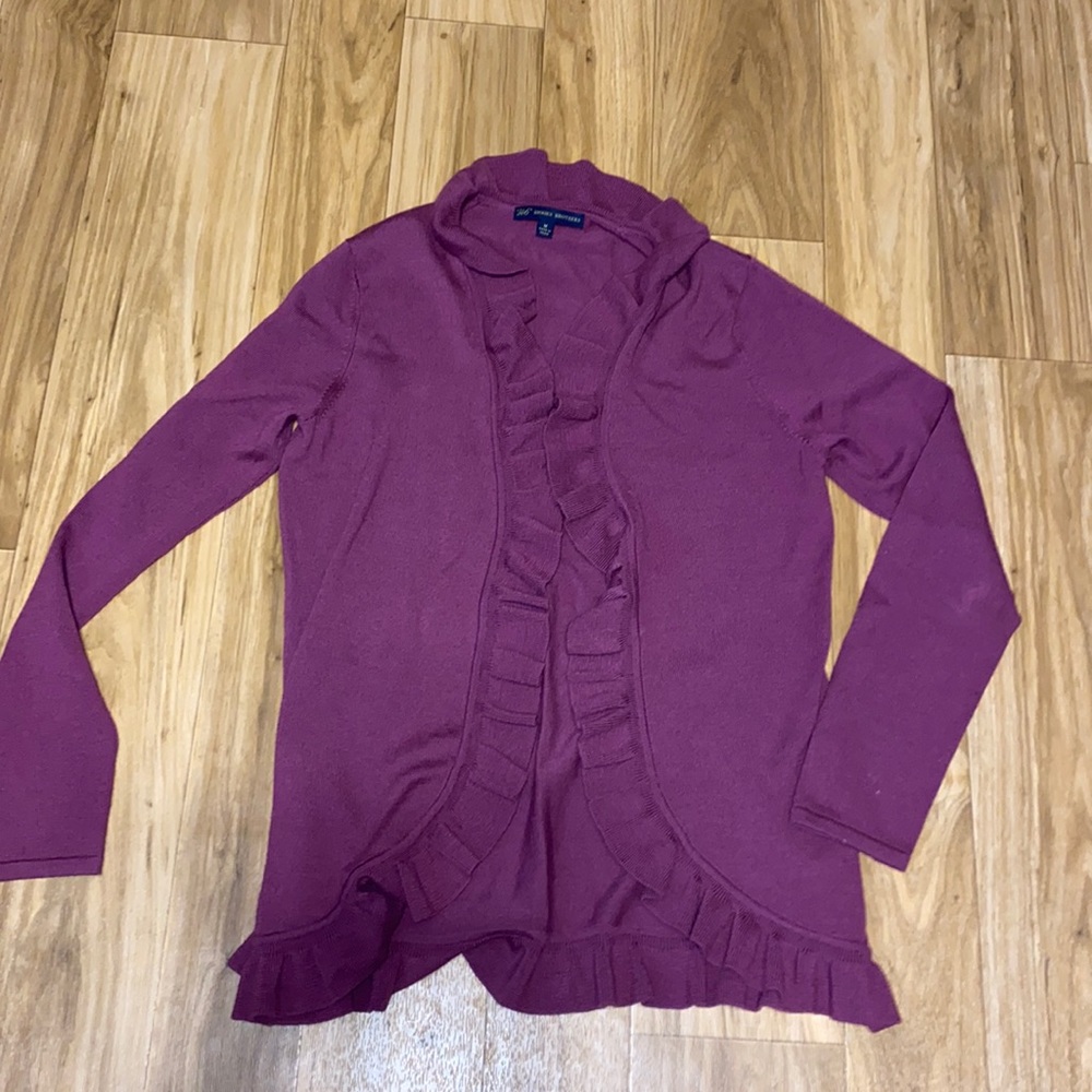 Brooks Bros sweater; no buttons; 17” bust; 25” shoulder to hem; lovely color!
